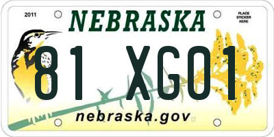 NE license plate 81XG01