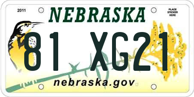NE license plate 81XG21