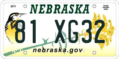 NE license plate 81XG32