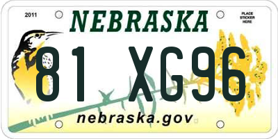 NE license plate 81XG96