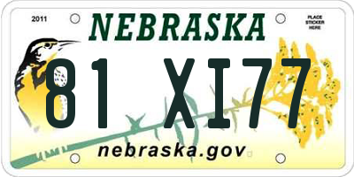 NE license plate 81XI77
