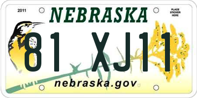 NE license plate 81XJ11