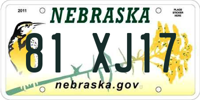 NE license plate 81XJ17