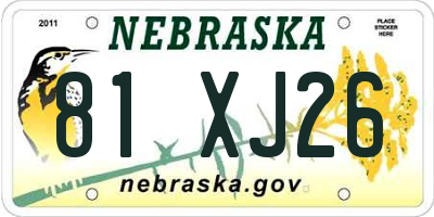 NE license plate 81XJ26