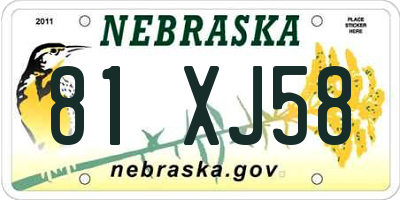 NE license plate 81XJ58