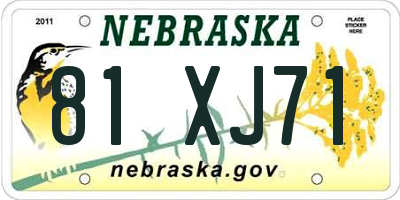NE license plate 81XJ71