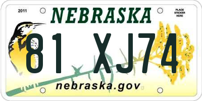 NE license plate 81XJ74