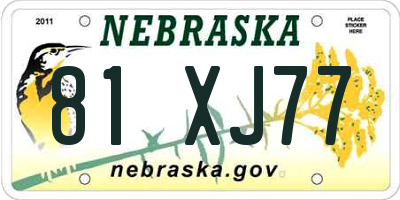 NE license plate 81XJ77