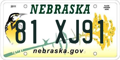 NE license plate 81XJ91