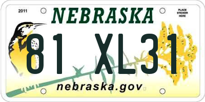 NE license plate 81XL31