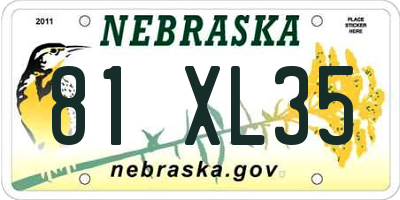 NE license plate 81XL35