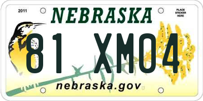 NE license plate 81XM04