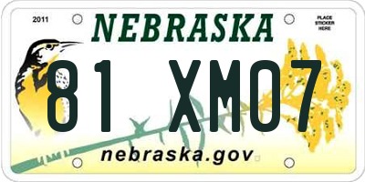 NE license plate 81XM07
