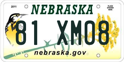 NE license plate 81XM08