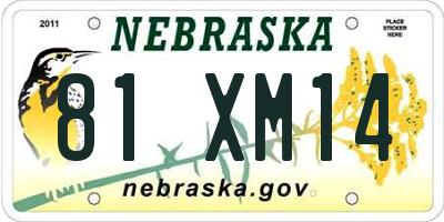 NE license plate 81XM14