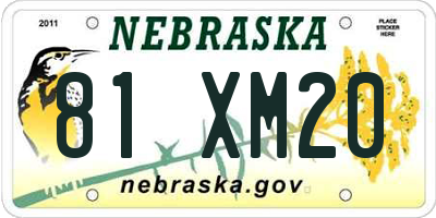 NE license plate 81XM20