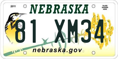 NE license plate 81XM34