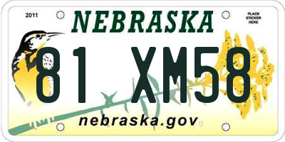 NE license plate 81XM58