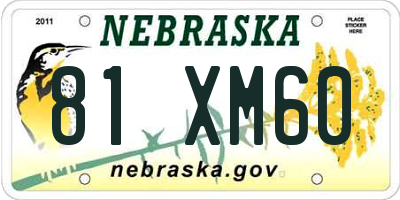 NE license plate 81XM60