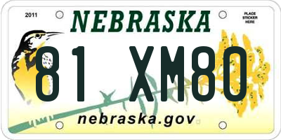 NE license plate 81XM80