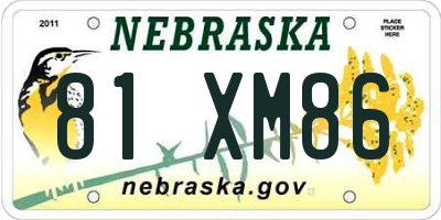 NE license plate 81XM86
