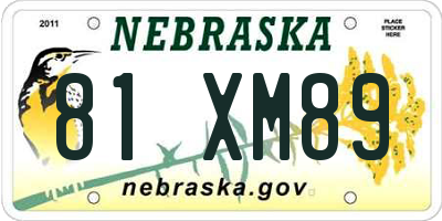 NE license plate 81XM89