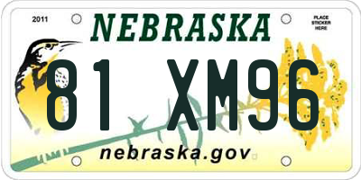 NE license plate 81XM96
