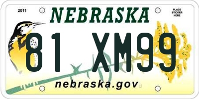 NE license plate 81XM99