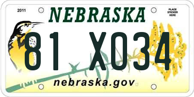 NE license plate 81XO34