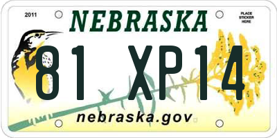 NE license plate 81XP14