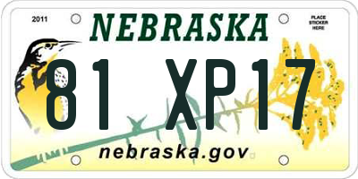 NE license plate 81XP17