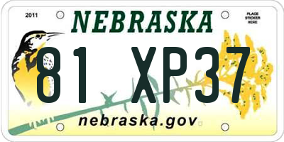 NE license plate 81XP37