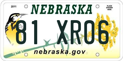 NE license plate 81XR06