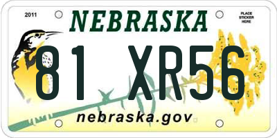 NE license plate 81XR56
