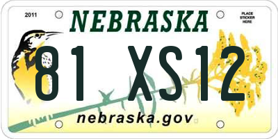 NE license plate 81XS12