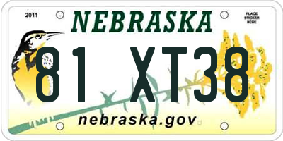NE license plate 81XT38
