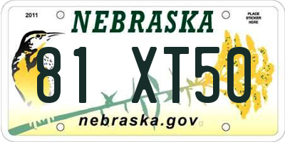 NE license plate 81XT50