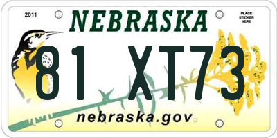 NE license plate 81XT73