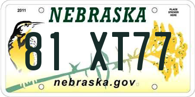 NE license plate 81XT77