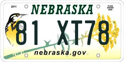 NE license plate 81XT78
