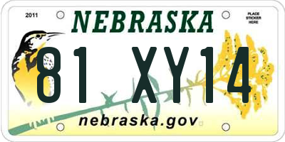 NE license plate 81XY14