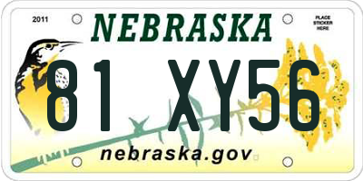 NE license plate 81XY56