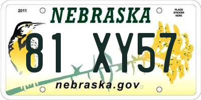 NE license plate 81XY57
