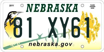 NE license plate 81XY61