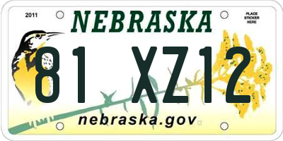 NE license plate 81XZ12