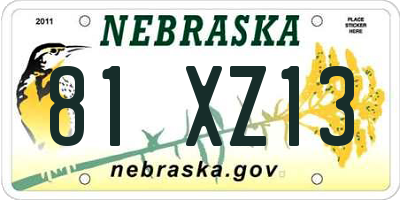 NE license plate 81XZ13