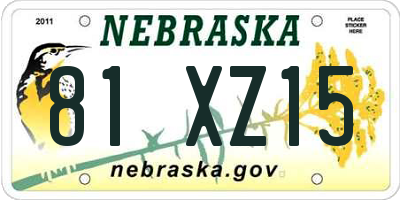 NE license plate 81XZ15