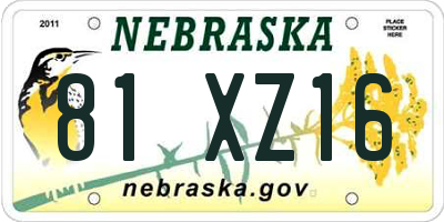 NE license plate 81XZ16