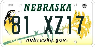 NE license plate 81XZ17