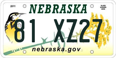 NE license plate 81XZ27